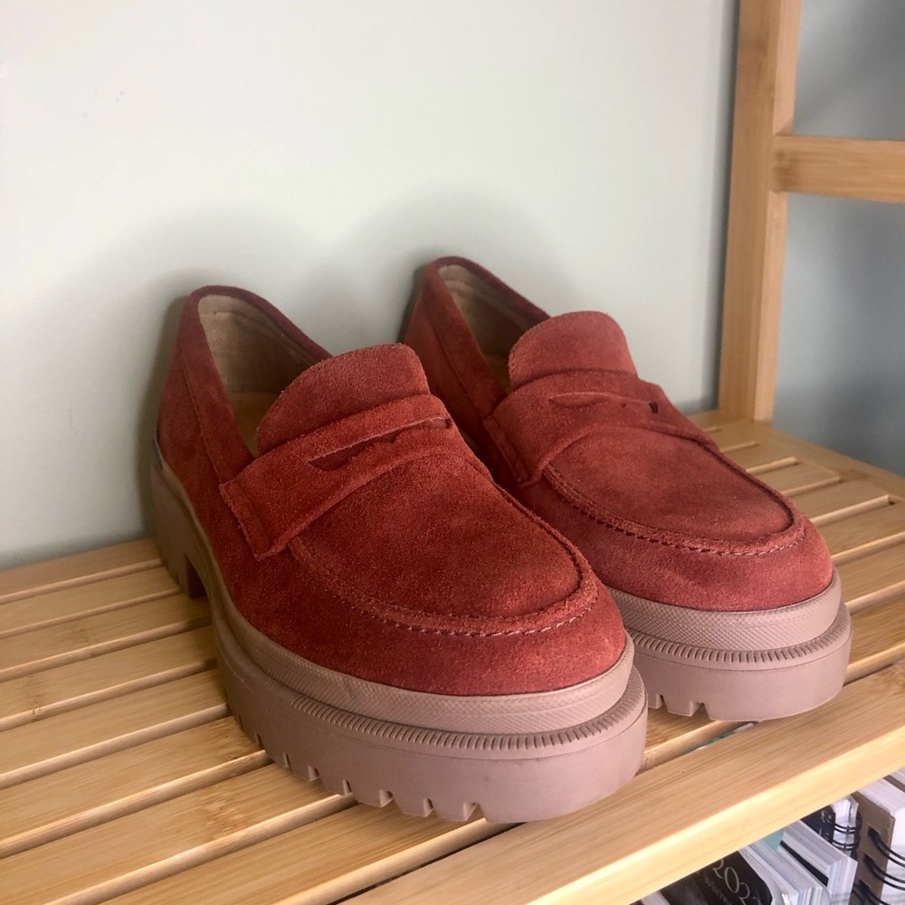Suede Loafers in Rust Brown